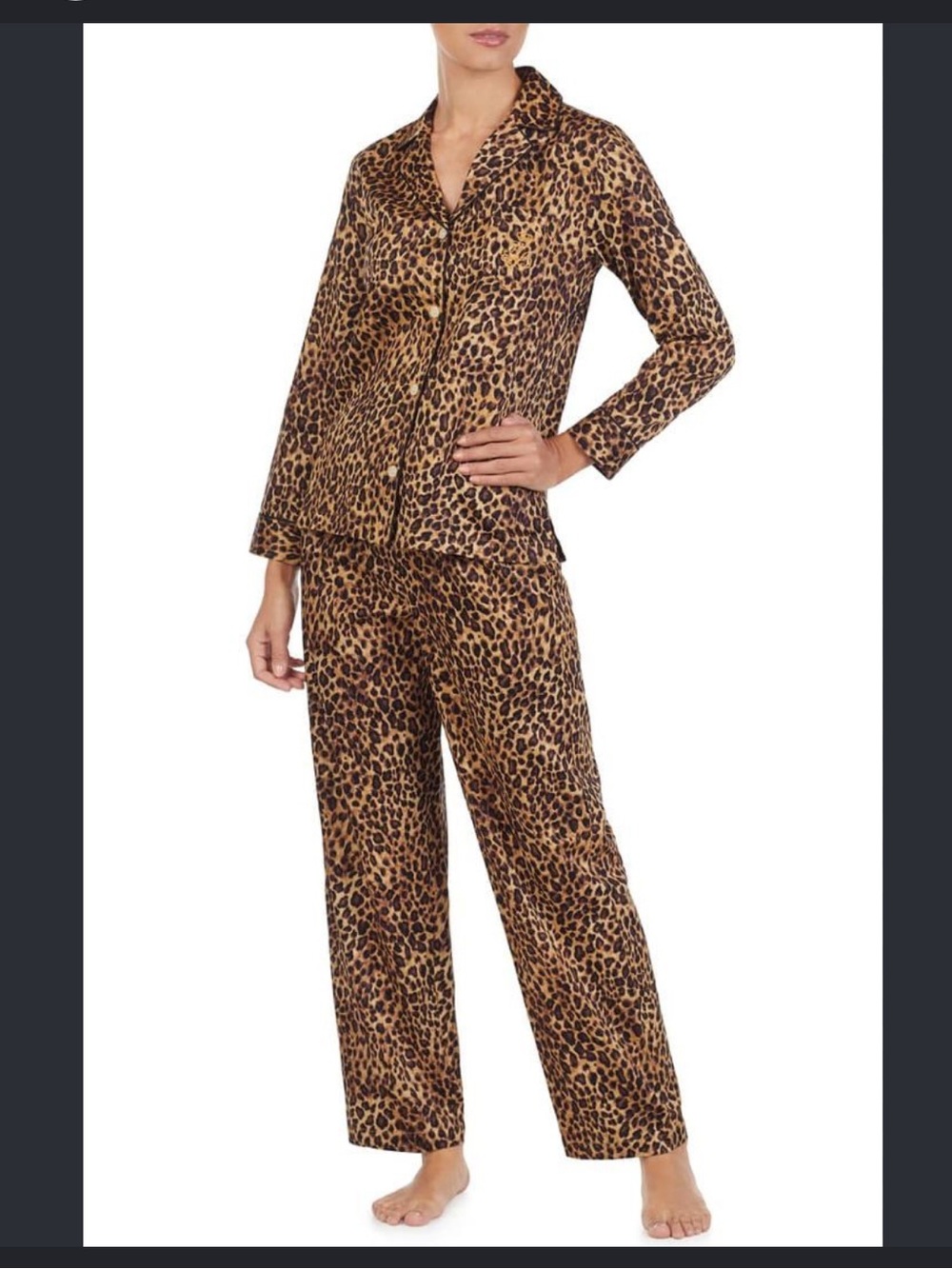 Lauren Ralph Lauren Cotton Leopard Print Pyjamas S